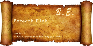 Bereczk Elek névjegykártya