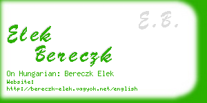 elek bereczk business card